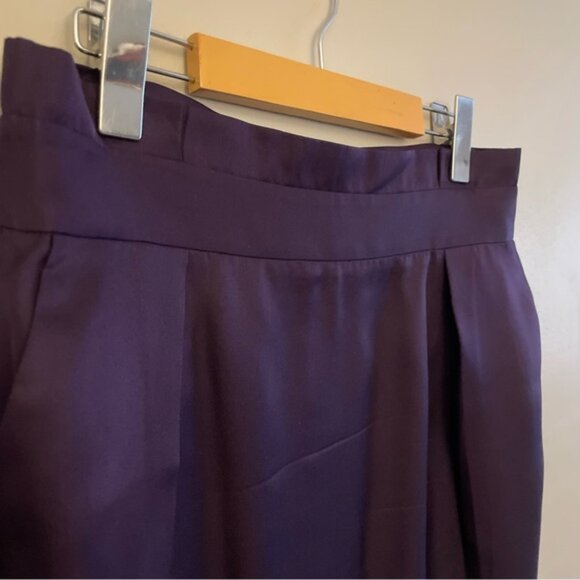 Vintage Jacob 100% Silk Deep Purple Lined Pencil Skirt w Pleated Waist Detail - Picture 4 of 15